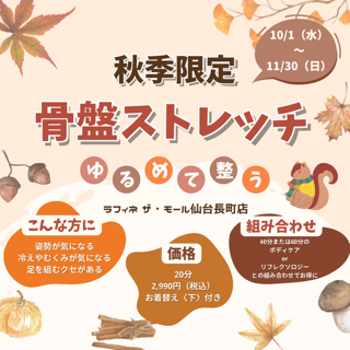 【秋季限定】骨盤ストレッチ始まりました！！